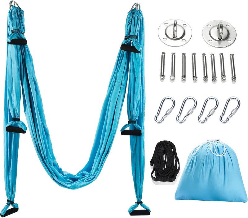 ZELUS Aerial Yoga Swing Sling Strong Yoga Hammock Kit Set Trapeze Inversion Equipment Include 2 Extensions Straps and Ceiling Mounting Kit - Image 1