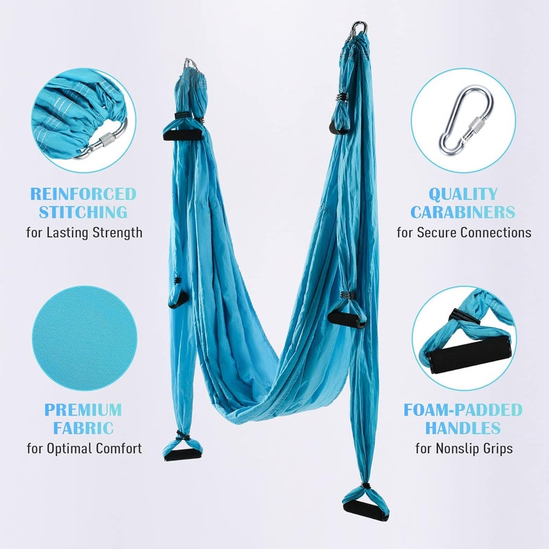 ZELUS Aerial Yoga Swing Sling Strong Yoga Hammock Kit Set Trapeze Inversion Equipment Include 2 Extensions Straps and Ceiling Mounting Kit - Image 3