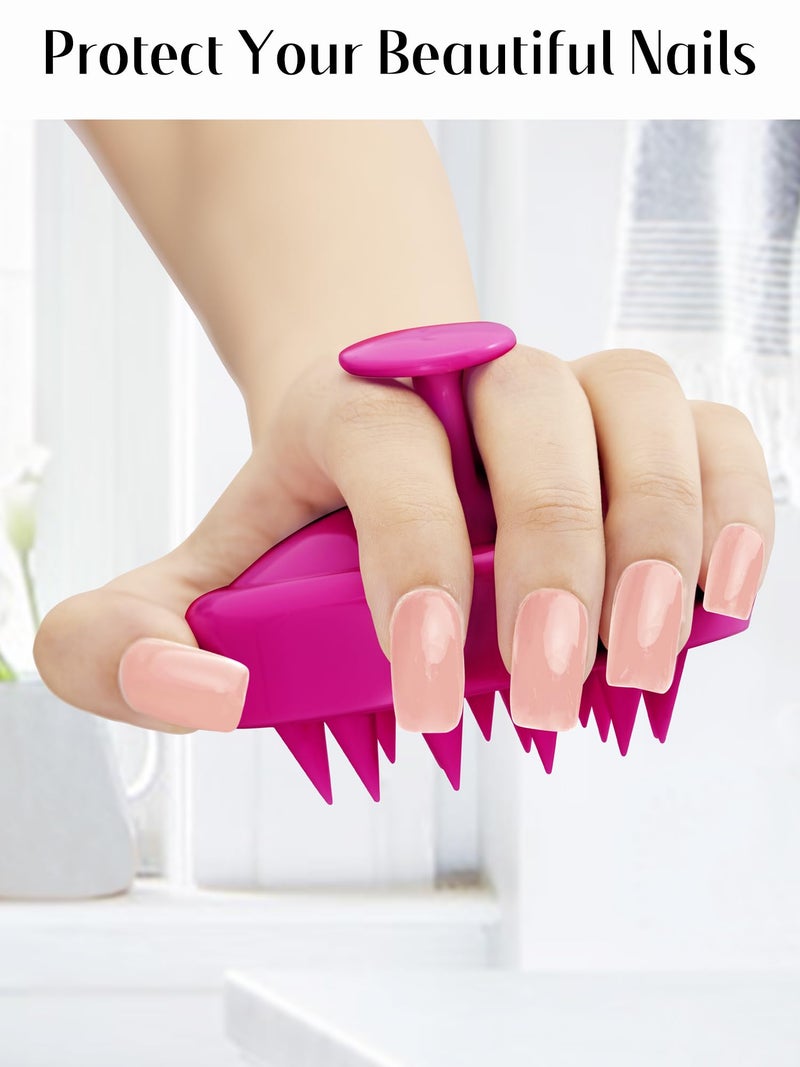 HEETA Scalp Massager Hair Growth, Soft Silicone Scalp Scrubber Shampoo Brush for Exfoliation, Dandruff Removal Head Massage Stress Relax, Wet & Dry Use for Thick Thin Curly Hair Care, Hot Pink - Image 4