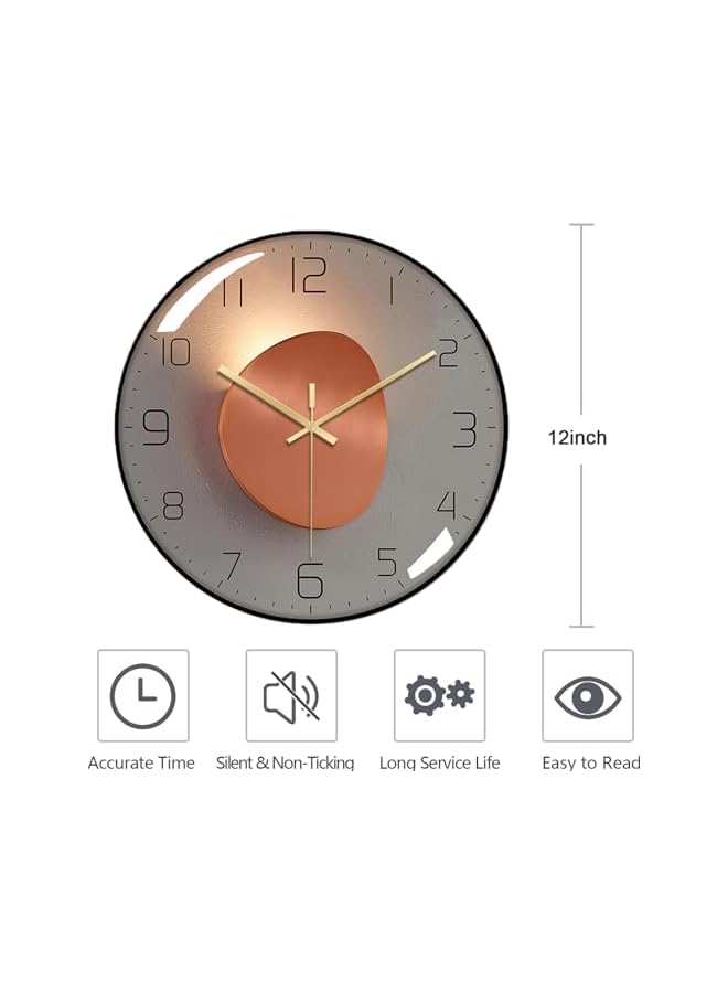 The Bros Wall Clock, 12 Inch Silent Non-Ticking Battery Operated Quartz Clock, Round Classroom Clock, 3D Curved Glass Large Wall Clock Decorative for School, Office, Living Room, Bedroom, Kitchen (B-C) - Image 3