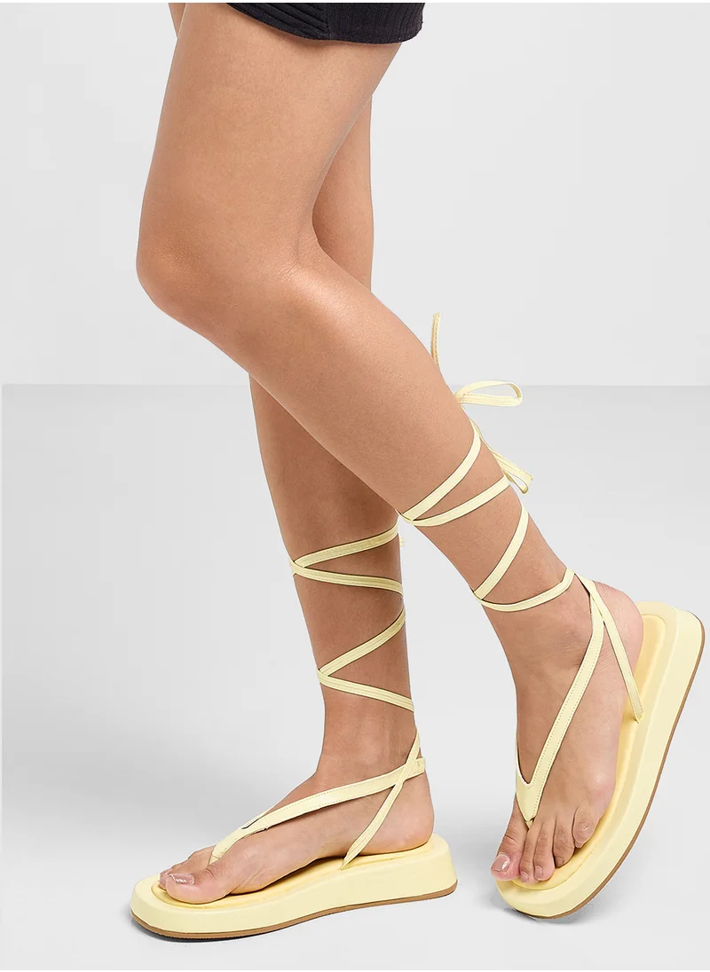 Truffle Flatform Toe Thong Strappy Flat Sandal