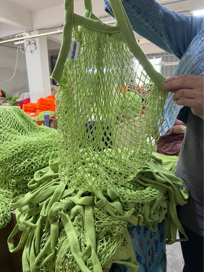 Cotton Mesh Bag for Grocery Beach Toys avocado green RPET 