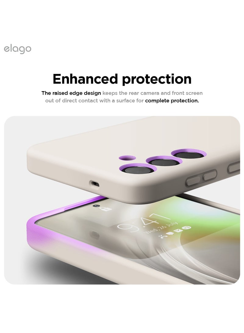 Elago Liquid Silicone for Samsung Galaxy S25 PLUS Case Cover Full Body Screen Camera Protective, Shockproof, Slim, Anti-Scratch Soft Microfiber Lining - Stone - Image 5