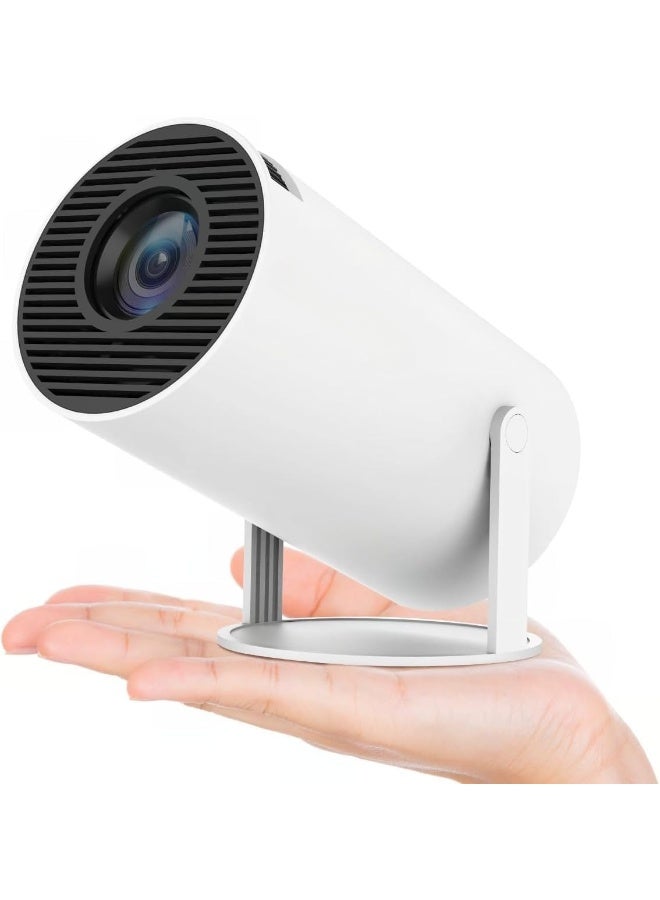 V2COM Mini Projector, HY300 Auto Keystone Correction Portable Projector, 4K/ 200 ANSI Smart Projector with 2.4/5G WiFi, BT 5.0, 130 Inch Screen, 180 Degree Flip, Round Design, Home Video Projector