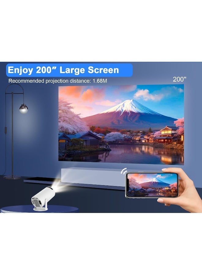 V2COM V2COM Mini Projector, HY300 Auto Keystone Correction Portable Projector, 4K/ 200 ANSI Smart Projector with 2.4/5G WiFi, BT 5.0, 130 Inch Screen, 180 Degree Flip, Round Design, Home Video Projector  - Image 4