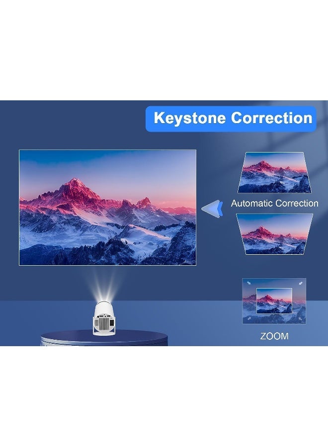 V2COM V2COM Mini Projector, HY300 Auto Keystone Correction Portable Projector, 4K/ 200 ANSI Smart Projector with 2.4/5G WiFi, BT 5.0, 130 Inch Screen, 180 Degree Flip, Round Design, Home Video Projector  - Image 5