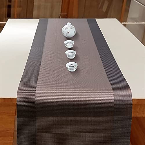 we3 Table Runner Washable Vinyl Brown Table Runner For Kitchen Dining Tea Table Use Heat Insulation Pvc Vinyl Weave (Brown, Pack Of 1), Large - Image 5
