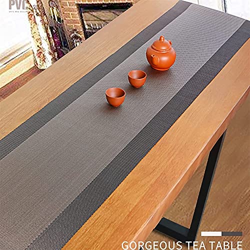 we3 Table Runner Washable Vinyl Brown Table Runner For Kitchen Dining Tea Table Use Heat Insulation Pvc Vinyl Weave (Brown, Pack Of 1), Large - Image 4
