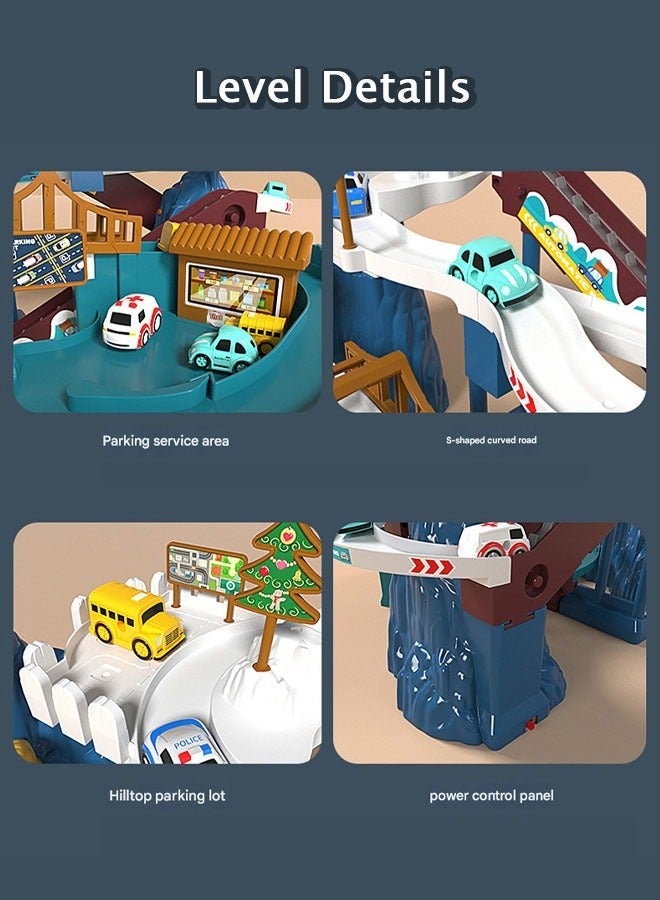 Race Car Track Toy, Dinosaur Track Toy,Educational Learning Toys,Assembly Dinosaur Winding Road Car Parking Lot,Climbing Hills Rail Car,Colorful Vehicles Toys Set with 10 Racer Cars for Kids - Image 3