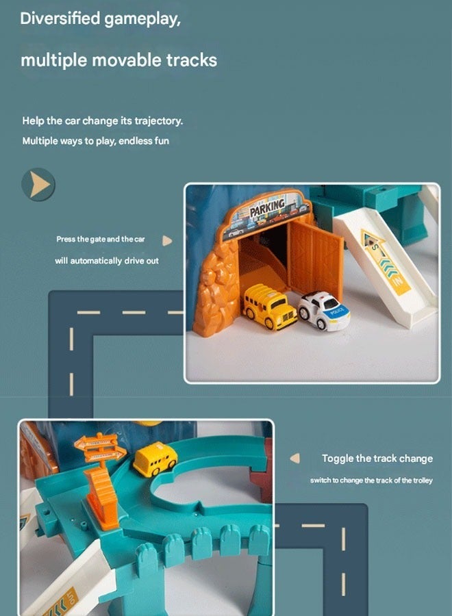 Race Car Track Toy, Dinosaur Track Toy,Educational Learning Toys,Assembly Dinosaur Winding Road Car Parking Lot,Climbing Hills Rail Car,Colorful Vehicles Toys Set with 10 Racer Cars for Kids - Image 5