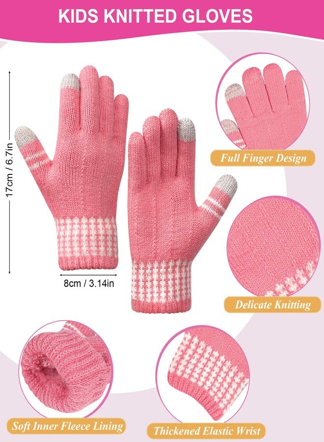 Yafeite Kids Winter Hat Gloves Scarf Set, Knit Beanie with Pom, Pink, Toddler Size, 2-8 Years, Pink, Toddler - Image 4