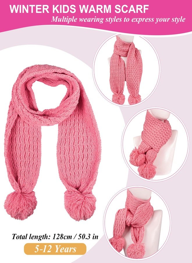 Yafeite Kids Winter Hat Gloves Scarf Set, Knit Beanie with Pom, Pink, Toddler Size, 2-8 Years, Pink, Toddler - Image 3
