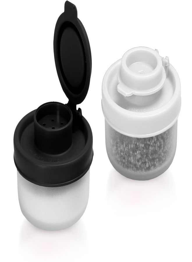 SIGNORAWARE Salt and Pepper Shakers Moisture Proof Set of 2 Small Mini Salt Shaker to go Camping Picnic Outdoors Kitchen Lunch Boxes Travel Spice Set Clear with Red Covers Plastic Airtight Dispenser - Image 1
