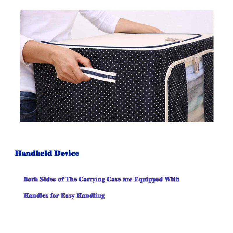 GUO FENG DIAO Steel Frame Storage Box Oxford Cloth Storage Box Quilt Storage Box Folding Wardrobe Fabric Extra Large Storage Bag Navy22L x 3Pcs Rectangular - Image 5