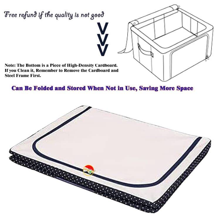 GUO FENG DIAO Steel Frame Storage Box Oxford Cloth Storage Box Quilt Storage Box Folding Wardrobe Fabric Extra Large Storage Bag Navy22L x 3Pcs Rectangular - Image 4