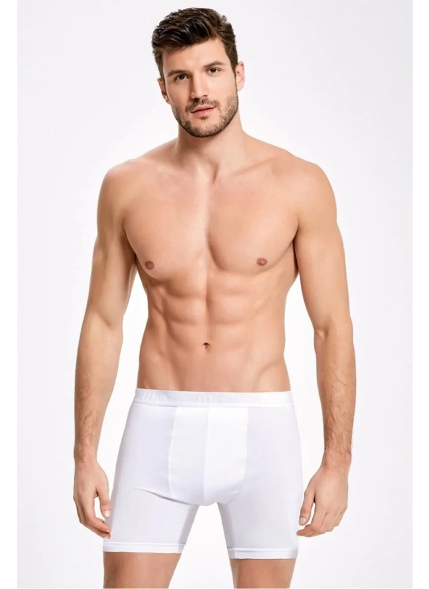 Arma Yıldız Arma Star Men's White Lycra Long Boxer 3 Piece Set