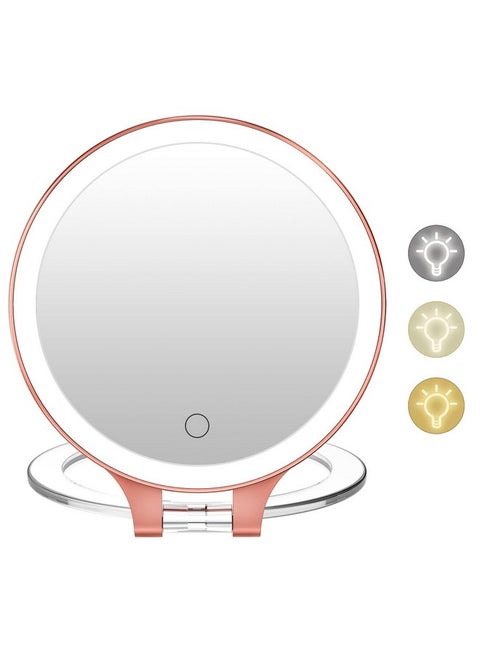 Magnifying Mirror 10X 1X Double Sided Magnification Makeup Vanity Mirror Rechargeable Lighted Mirror With 3 Color Setting Adjustable Rotation Led Vanity Desk Mirror