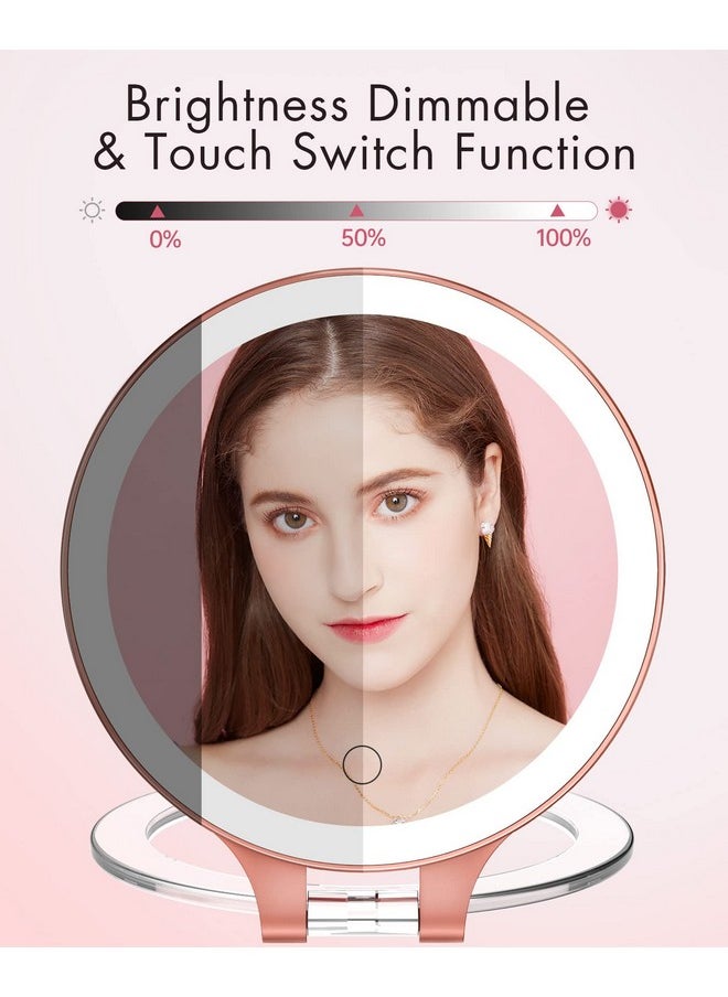 Magnifying Mirror 10X 1X Double Sided Magnification Makeup Vanity Mirror Rechargeable Lighted Mirror With 3 Color Setting Adjustable Rotation Led Vanity Desk Mirror