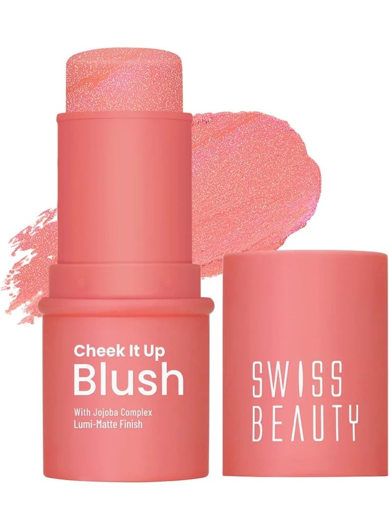 Swiss Beauty Swiss Beauty Cheek It Up Blush for Cheeks|Lumi-Matte Finish | Lightweight | Easily Blendable | With Jojoba Oil | Shade- Mood Lifter Coral, 8g