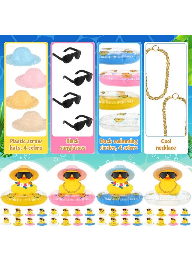 Jerify 48 Pieces Summer Rubber Ducks Hawaiian Rubber Duck 2 Inch Beach Rubber Duck Funny Bathtub Toys with Beach Bag for Birthday Beach Theme Party Favor Shower Swimming Pool Games Gift Supplies (Pool) - Image 3