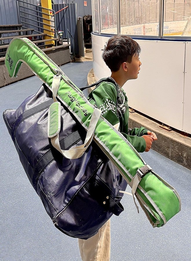 حقيبة عصا هوكي الجليد من Plug Hockey مبطنة مع ملحق حقيبة بدون استخدام اليدين، وحزام حمل قابل للتعديل - Image 3