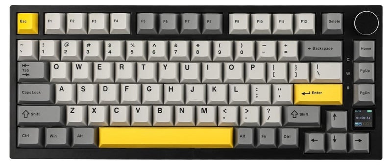 Ajazz AK820 Pro Gaming Keyboard,75% Gasket-mounted Mechanical Keyboard with TFT Screen, RGB Light,3 Modes(Bluetooth 5.1/2.4G Wireless & Type-C Wired), Sound Dampening Foams (BlackGrey, flying fish switch) - Image 1