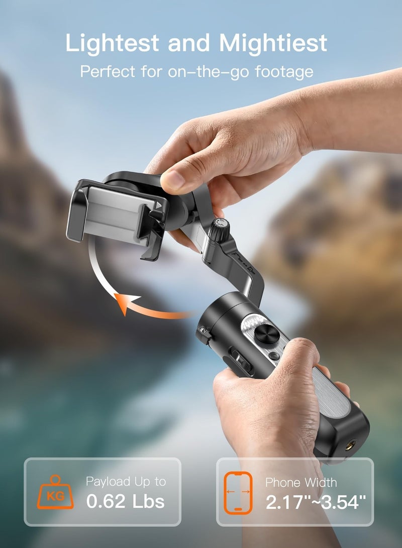 Gimbal Stabilizer for Smartphone, 3-Axis Gimbal for iPhone Android with Magnetic Adjustable Fill Light,Foldable Stabilizer for One-Key Inception for Youtuber,Vlog,Video Record - Image 5