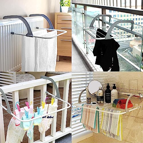 RIGJAK Metal Adjustable Cloth Drying Stand Rack Balcony Window Hanging Cloth Hanger Laundry Organizer Shelf Wall Cloth Dryer Stand - Image 5