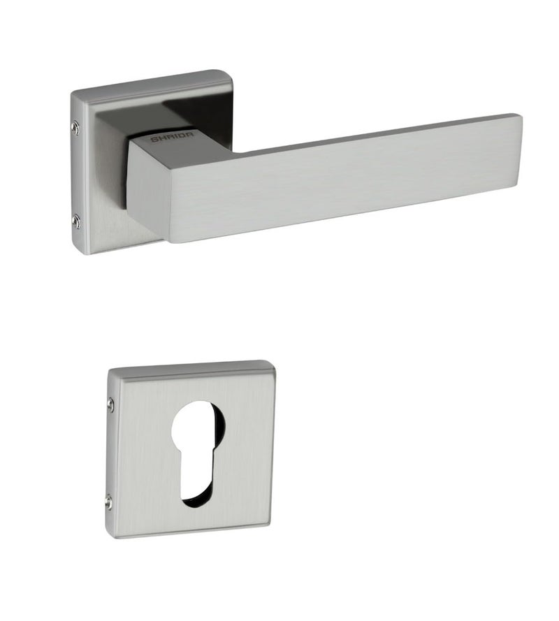 Shrida 421 Stainless Steel Door Handle on Rose | SS Finish | 52 mm Plate Size | Sleek & Durable Handle for Modern Interior Doors - Image 1