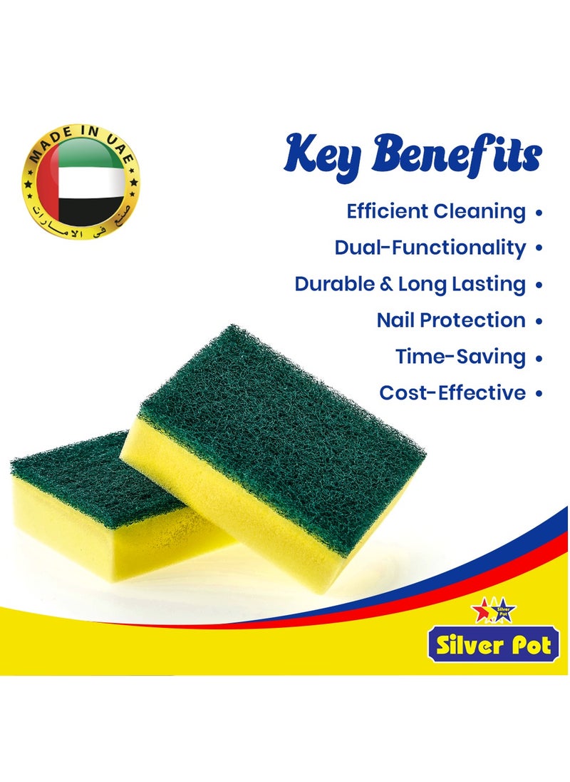 Silver Pot - Kitchen Sponge & Scourer – Pack of 10, 12cm Dual-Purpose Cleaning Sponge for Pots, Pans, Kitchen Utensils, and Delicate Surfaces - Image 1