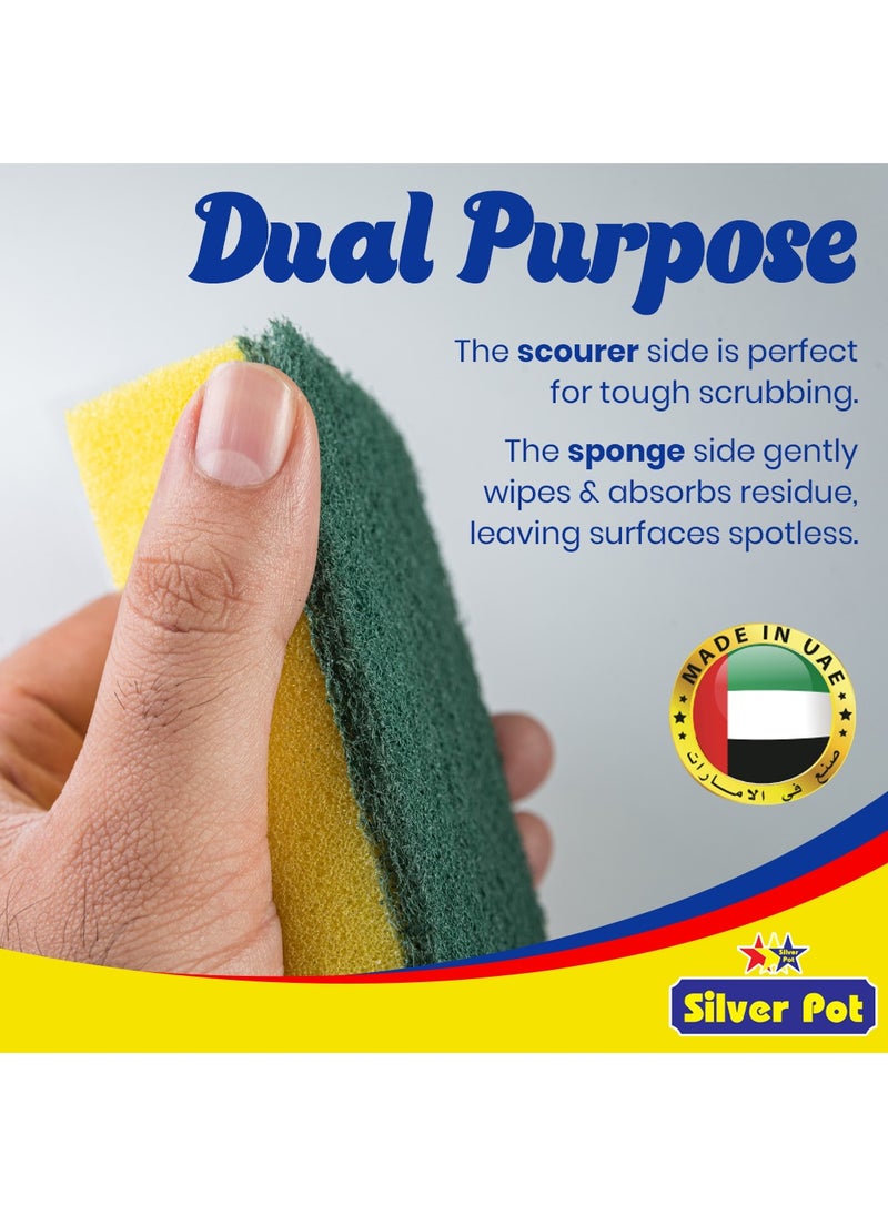 Silver Pot - Kitchen Sponge & Scourer – Pack of 10, 12cm Dual-Purpose Cleaning Sponge for Pots, Pans, Kitchen Utensils, and Delicate Surfaces - Image 1