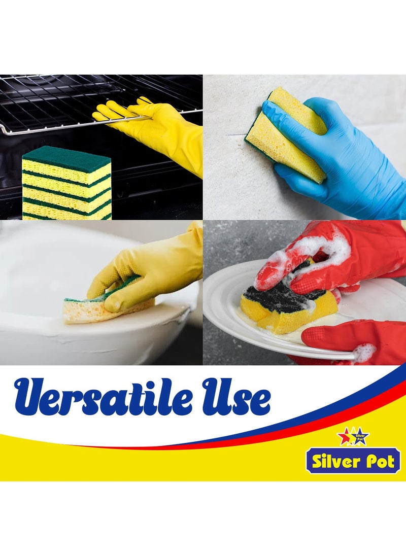 Silver Pot - Kitchen Sponge & Scourer – Pack of 10, 12cm Dual-Purpose Cleaning Sponge for Pots, Pans, Kitchen Utensils, and Delicate Surfaces - Image 1