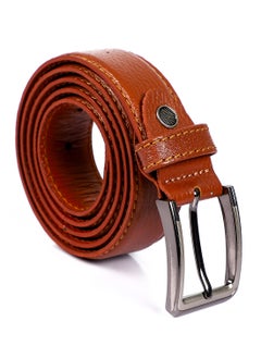 Andora Buckle Closure Self Patterned Leather Belt - Havana  - Image 1