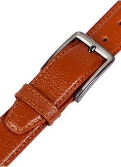 Andora Buckle Closure Self Patterned Leather Belt - Havana  - Image 2