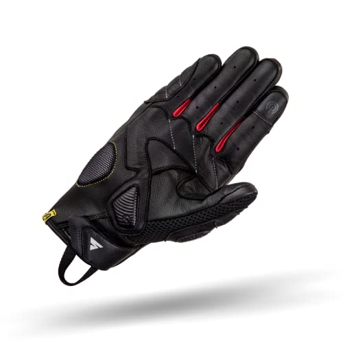 SHIMA Rush Motorcycle Gloves Men Leather Textile Short Summer Biker Armoured Protectors Motorbike Perforated Ventilated Touchscreen Motorsport Glove Lightweight Motocross (Mens, Red, L) - Image 2