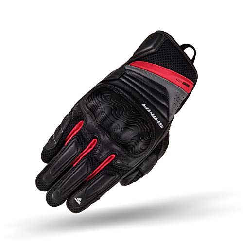 SHIMA Rush Motorcycle Gloves Men Leather Textile Short Summer Biker Armoured Protectors Motorbike Perforated Ventilated Touchscreen Motorsport Glove Lightweight Motocross (Mens, Red, L) - Image 1