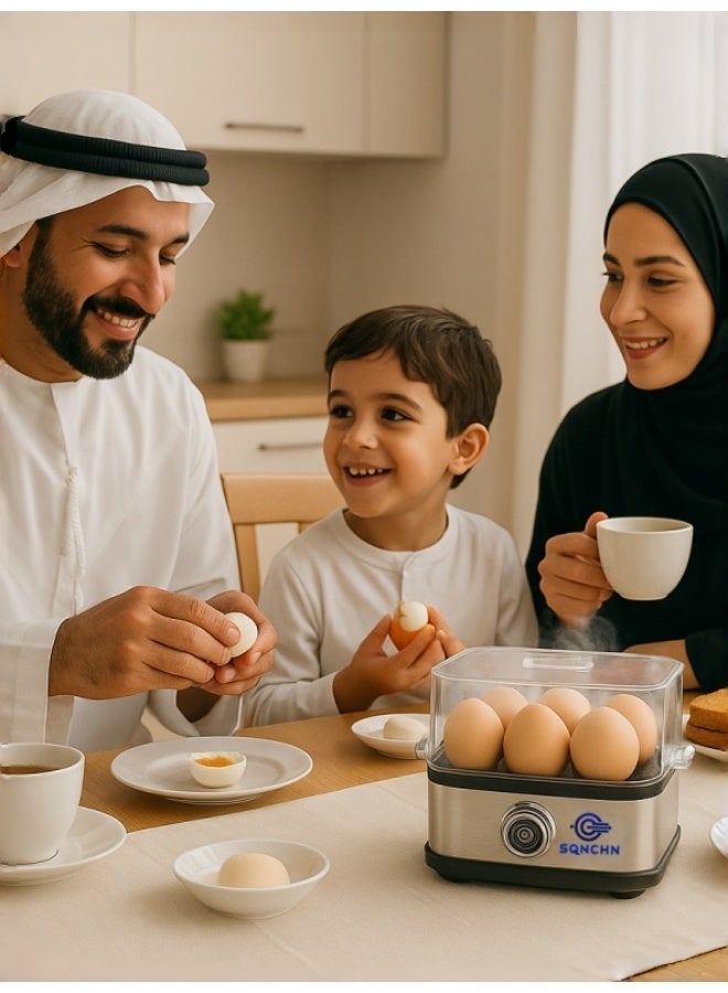 إس كيو إن سي إتش إن جهاز طهي البيض الكهربائي بسعة 6 بيضات مع مقبس بريطاني (Type-G) مناسب للسعودية، تبخير سريع، إيقاف تلقائي، حماية من الغليان الجاف، قاعدة من الستانلس ستيل، يشمل صينية وغطاء، مثالي لسلق البيض وتحضير الخضار والدمبلينغ - Image 3