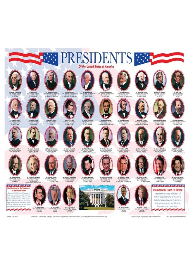 Painless Learning Educational Placemats Sets USA Presidents Declaration of Independence and Signers of The Constitution Placemat Non Slip Washable - Image 2