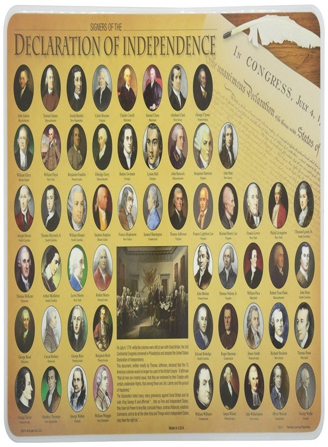 Painless Learning Educational Placemats Sets USA Presidents Declaration of Independence and Signers of The Constitution Placemat Non Slip Washable - Image 4