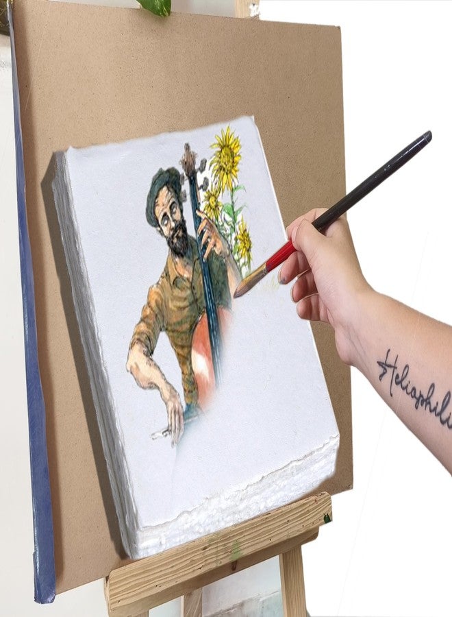 HLC 50 Pack Cotton Watercolor Paper with Deckle Edge 200 GSM Rough Textured Watercolor Paper for Writing - Image 2