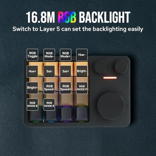 KiiBoom Cybrix 16 VIA Programmable Macro Pad - 16 Keys + 3 Knobs, Type-C Wired Aluminum Numpad, Hot-Swappable PCB, RGB Backlight, Lightweight & Portable Numeric Keypad for Windows & Mac (Black) - Image 5