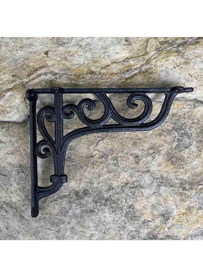 Classic Black Heavy Duty Cast Iron Scrollwork Shelf Bracket 25cm X 20cm Wall Mounted Home Decor - Image 3