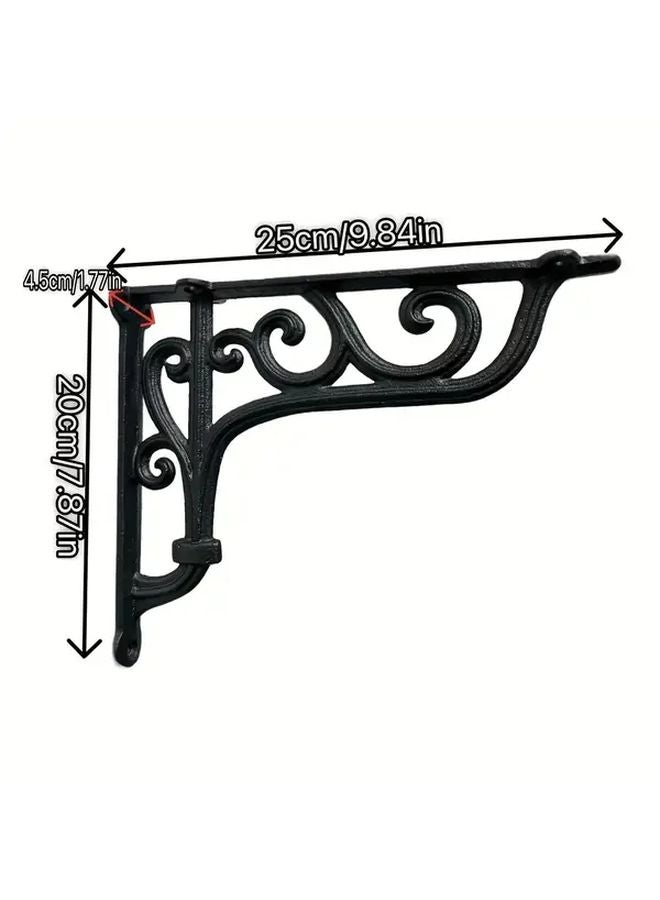 Classic Black Heavy Duty Cast Iron Scrollwork Shelf Bracket 25cm X 20cm Wall Mounted Home Decor - Image 1