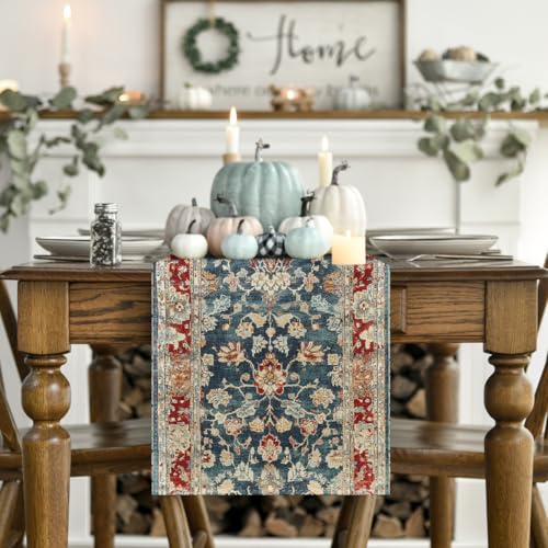 Artoid Mode Boho Bohemia Style Red Table Runner Country Rustic Farmhouse Magical Fall Kitchen Dining Table Decoration for Home Party Decor 13x72 Inch - Image 3