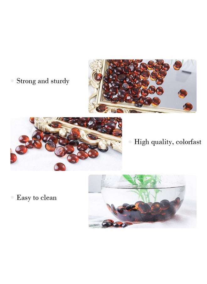 DomeStar DomeStar 2LB Amber Flat Glass Marbles, Decorative Marbles for Vases Aquarium Pebbles Fish Tank Rocks Vase Fillers DIY Crafts Table Scatter Decor  - Image 3