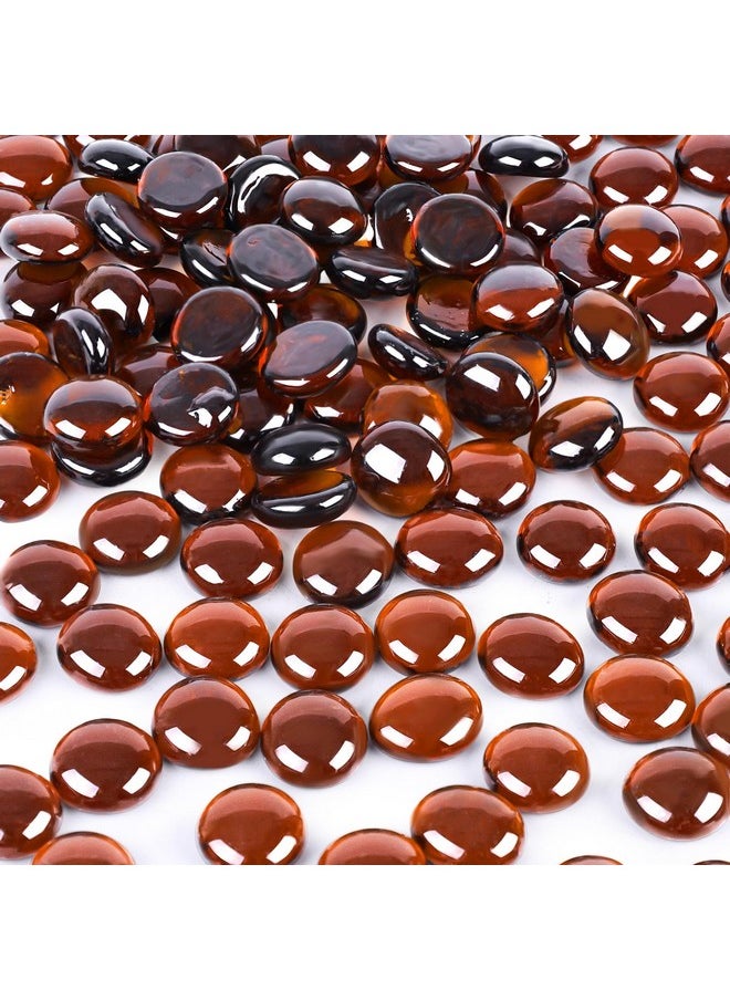 DomeStar DomeStar 2LB Amber Flat Glass Marbles, Decorative Marbles for Vases Aquarium Pebbles Fish Tank Rocks Vase Fillers DIY Crafts Table Scatter Decor  - Image 1
