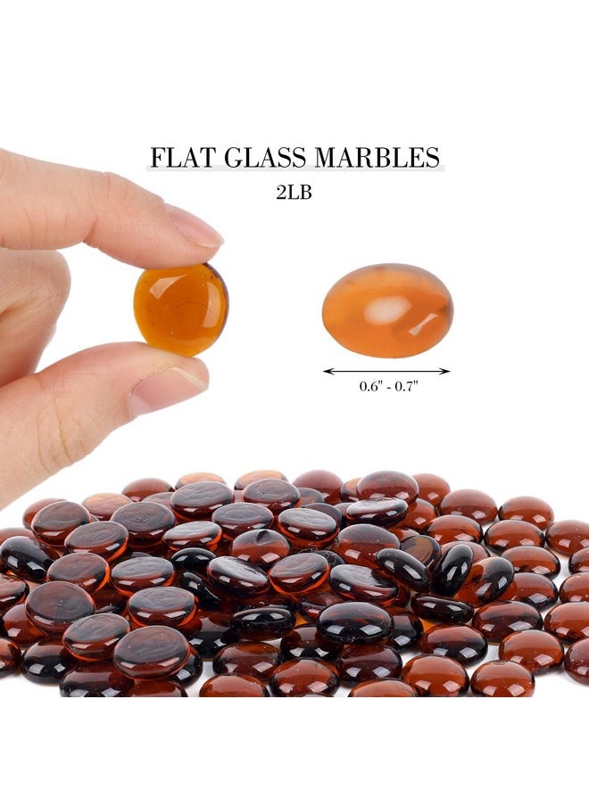 DomeStar DomeStar 2LB Amber Flat Glass Marbles, Decorative Marbles for Vases Aquarium Pebbles Fish Tank Rocks Vase Fillers DIY Crafts Table Scatter Decor  - Image 2
