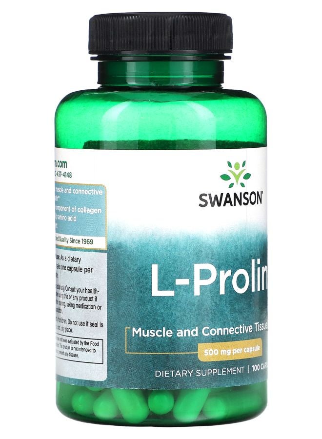 SWANSON L-Proline 500 mg 100 Capsules - Image 2