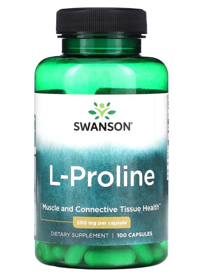 SWANSON L-Proline 500 mg 100 Capsules - Image 1