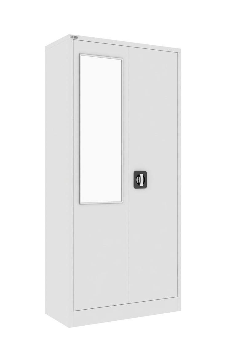 RIGID Steel Home Cupboard with Front Door Mirror WHITE 180x90x45cm  - Image 3